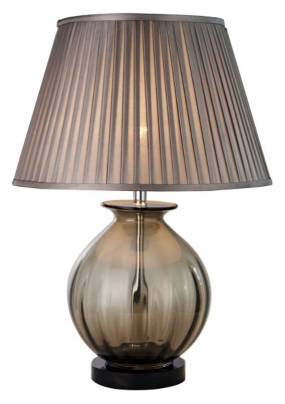 Classic Smoked Glass Bowl Table Lamp, Round Glass Table Lamp Uk