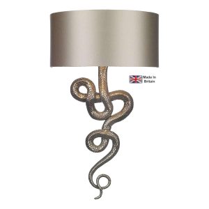 Snake single wall washer light in pewter on white background lit