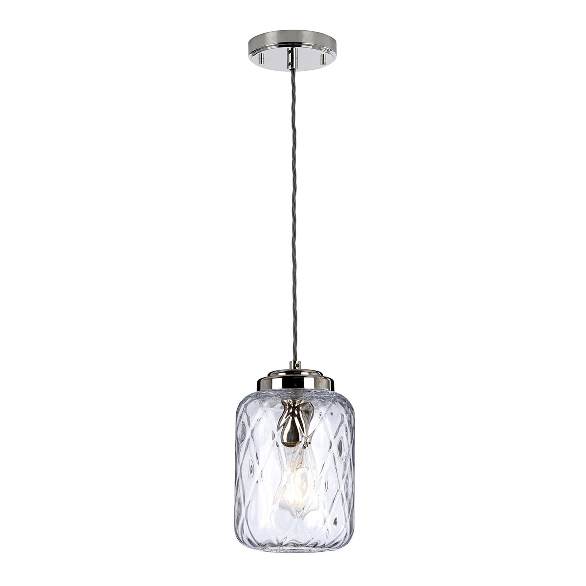 Sola Small Clear Glass 1 Light Ceiling Pendant Polished Nickel