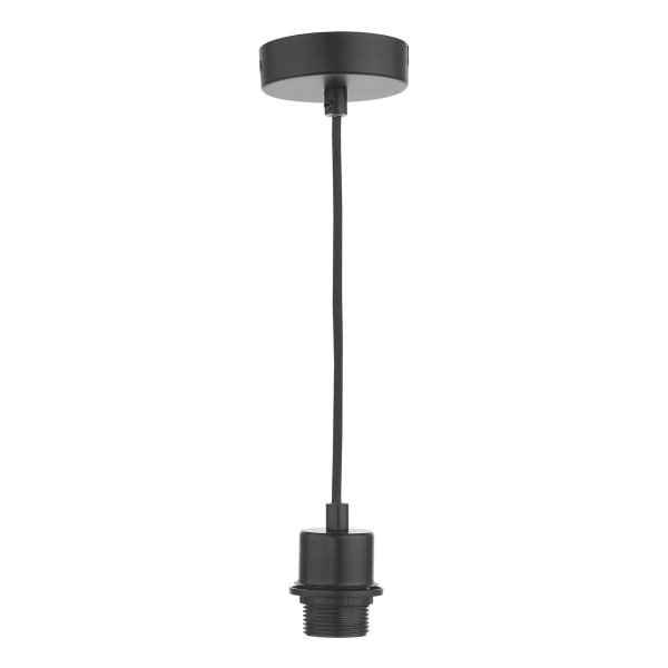 Pendant ceiling light cable set accessory with E27 lamp holder in matt black on white background