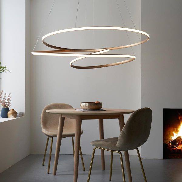 Spiral extra large 116cm diameter dimmable LED ceiling pendant in gold main image