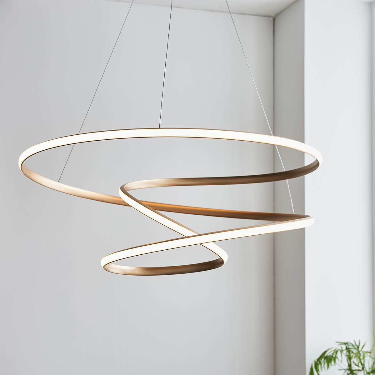 Spiral Large 85cm Diameter Dimmable LED Ceiling Pendant Gold 5800Lm
