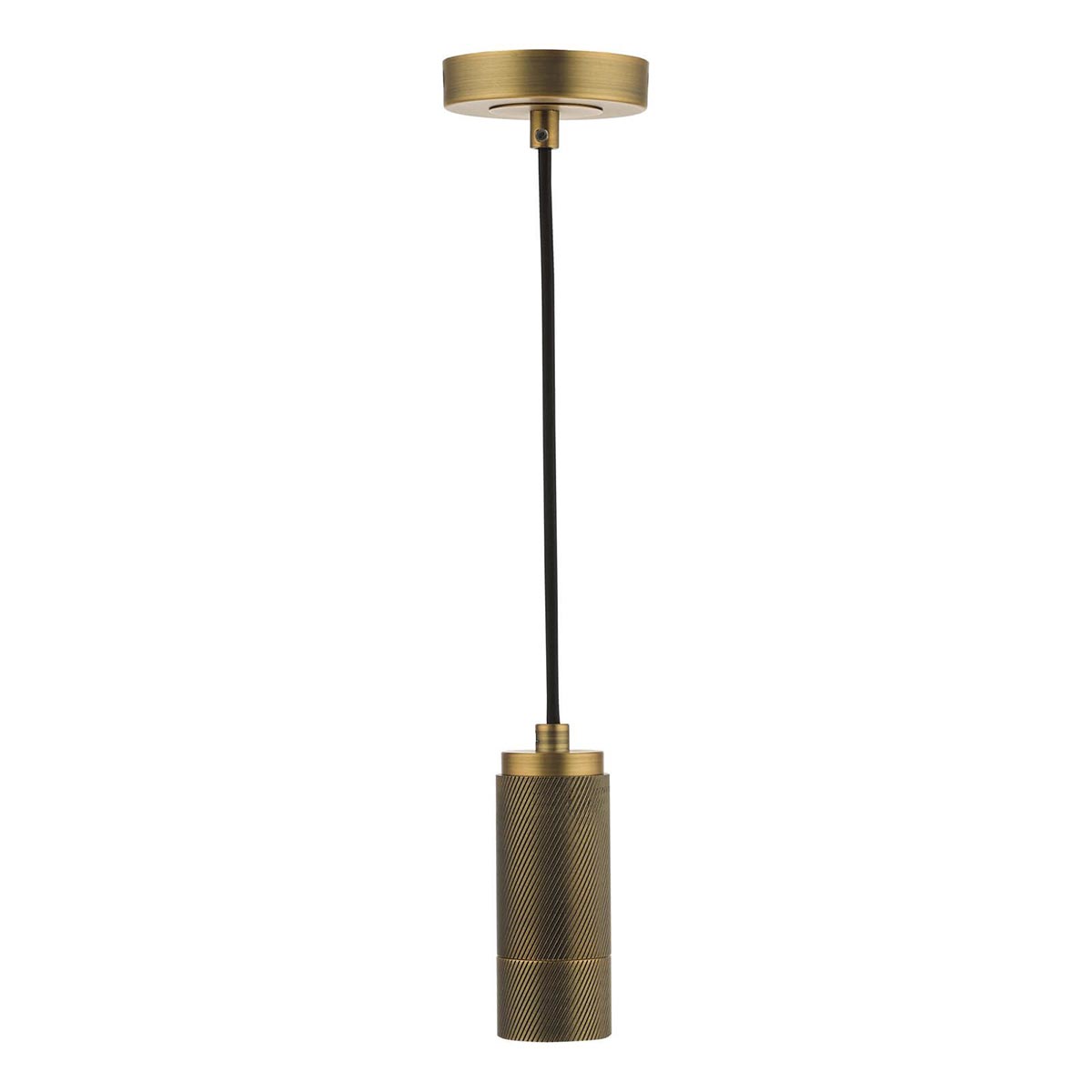 Industrial Pendant Ceiling Light Cable Set E27 Knurled Brass