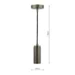 Knurled Industrial Ceiling Pendant Cable Set E27 Antique Chrome
