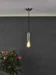 Knurled Industrial Ceiling Pendant Cable Set E27 Antique Chrome