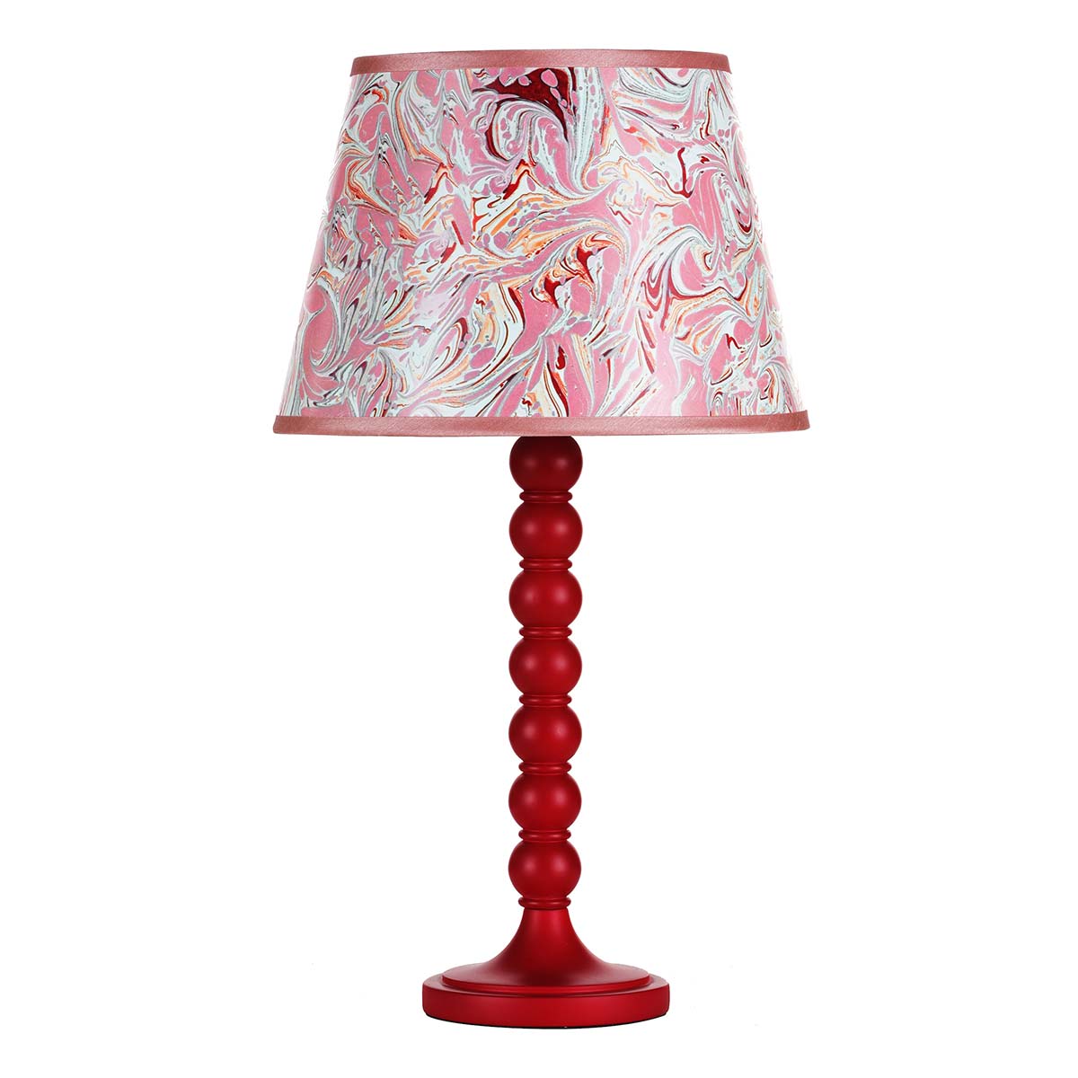 Dar Spool Wooden Table Lamp Base Only Gloss Red