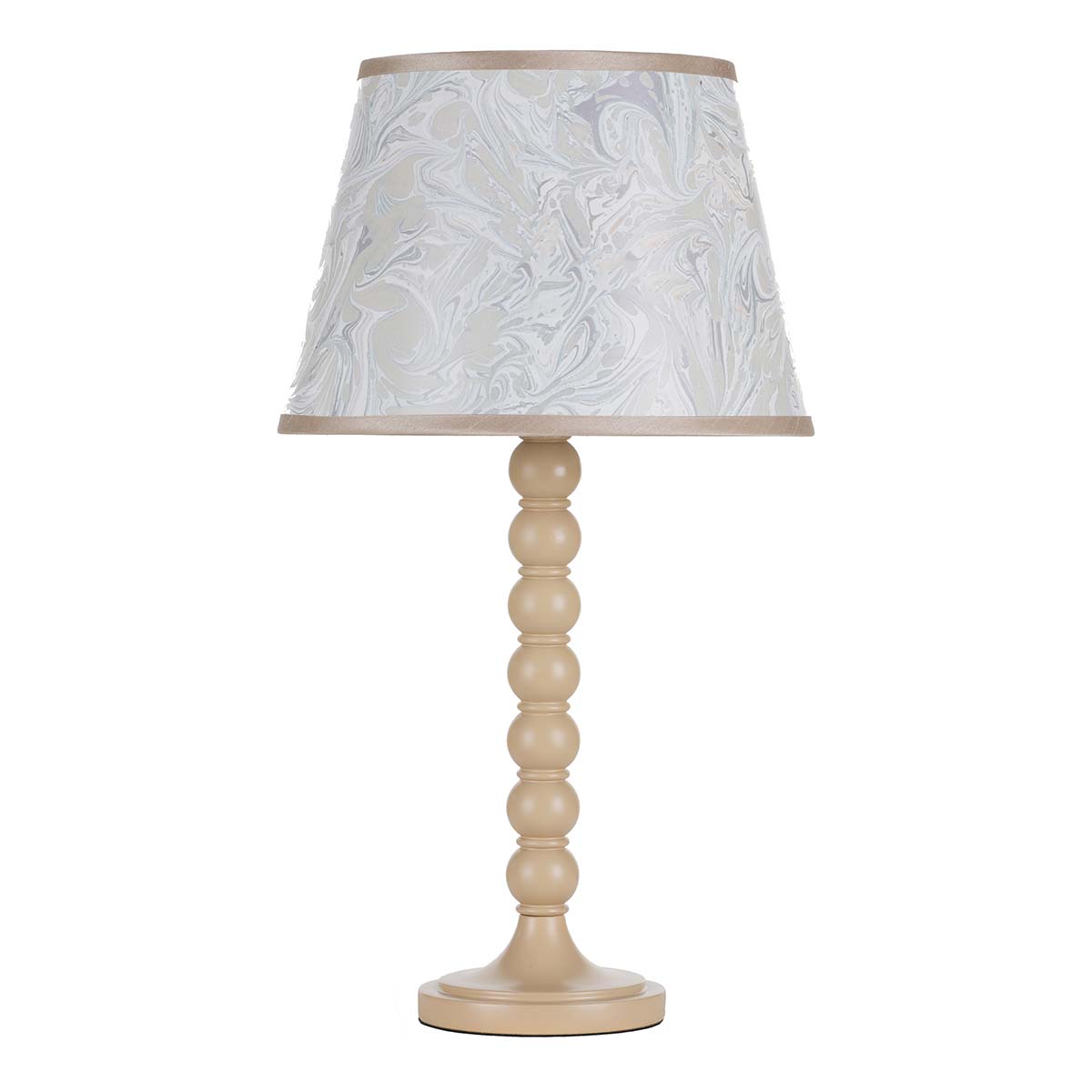 Dar Spool Wooden Table Lamp Base Only Gloss Taupe