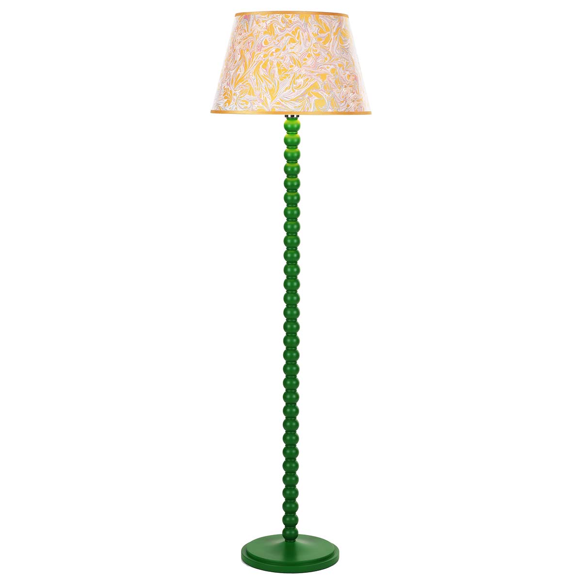 Dar Spool Wooden Floor Lamp Base Only Gloss Green