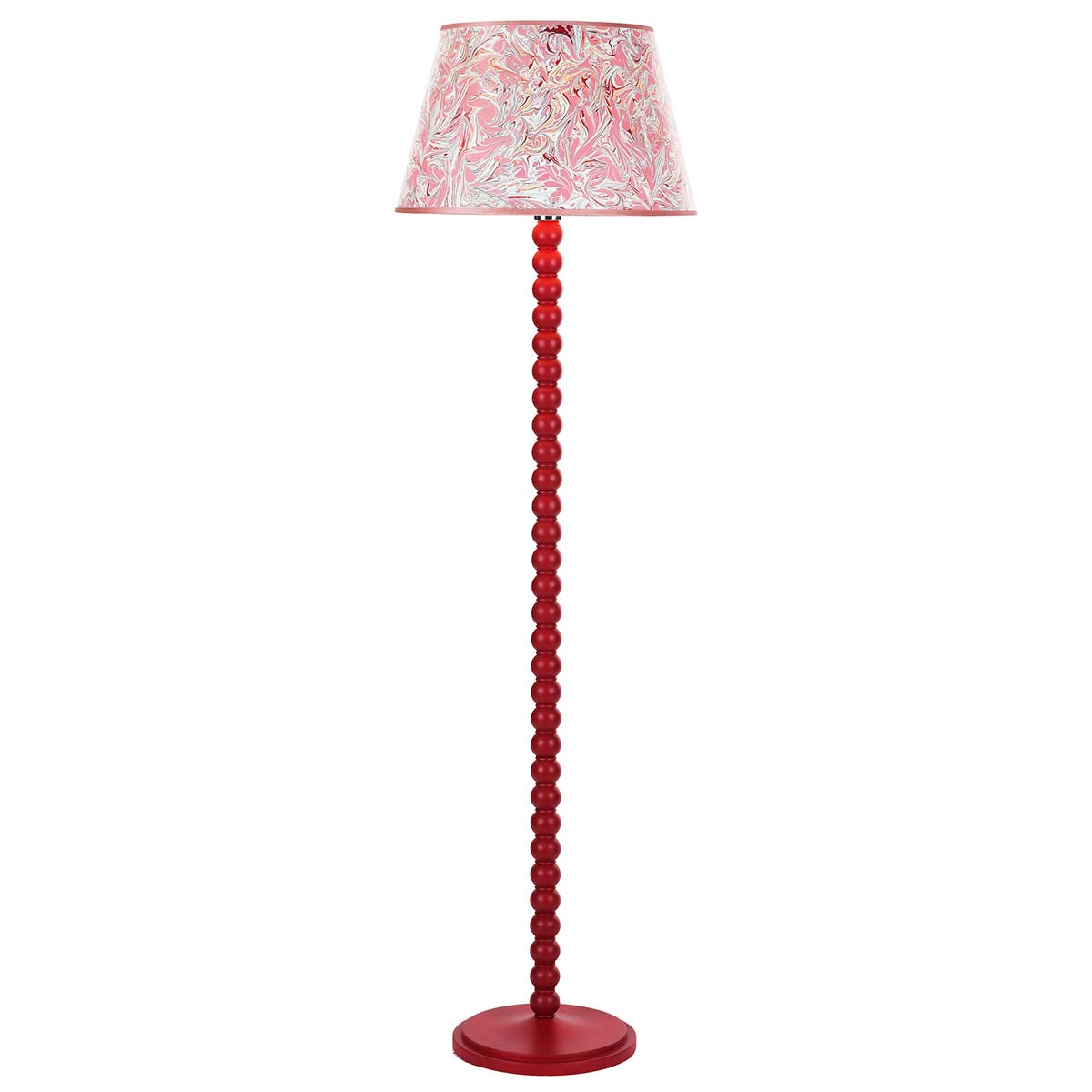 Dar Spool Wooden Floor Lamp Base Only Gloss Red