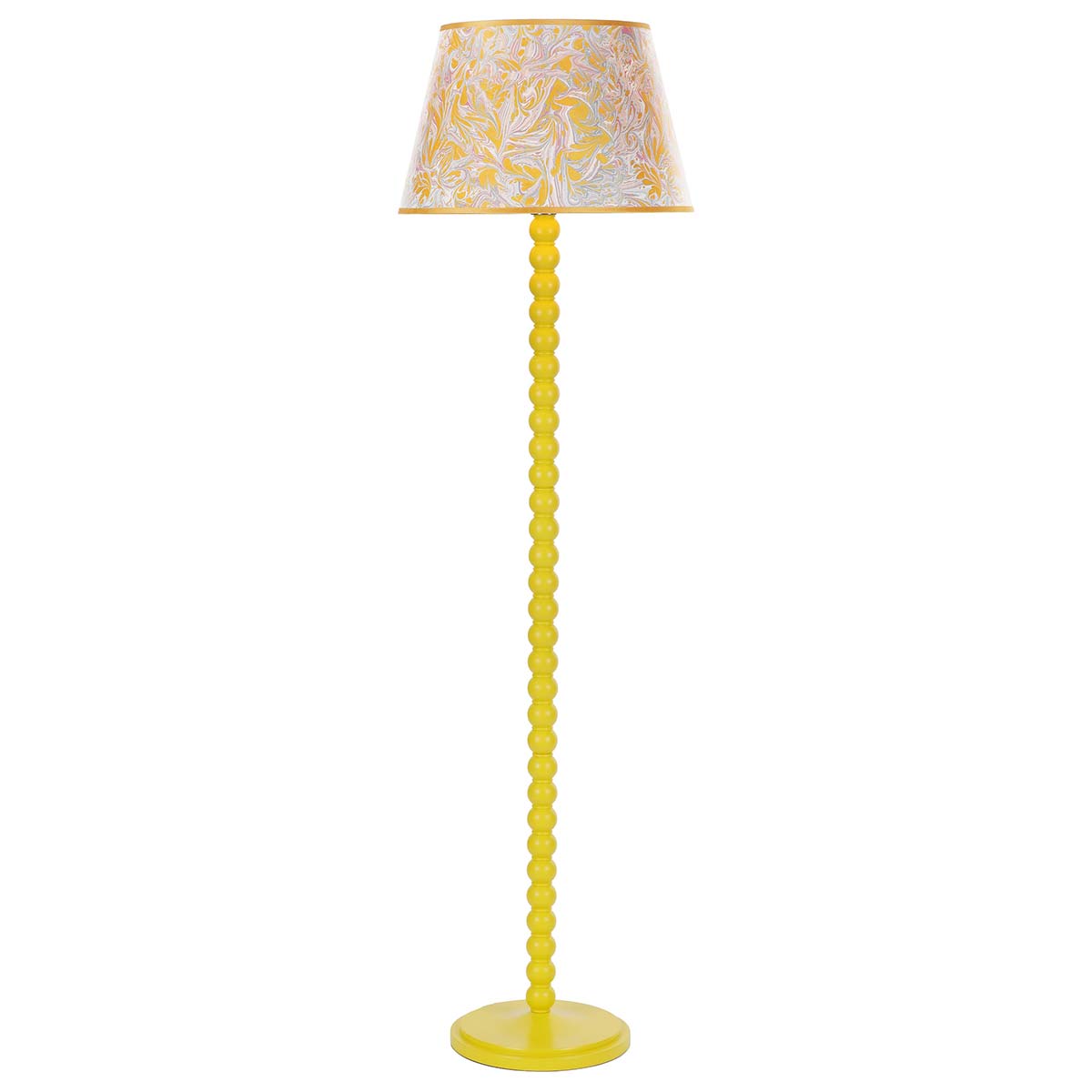 Dar Spool Wooden Floor Lamp Base Only Gloss Yellow