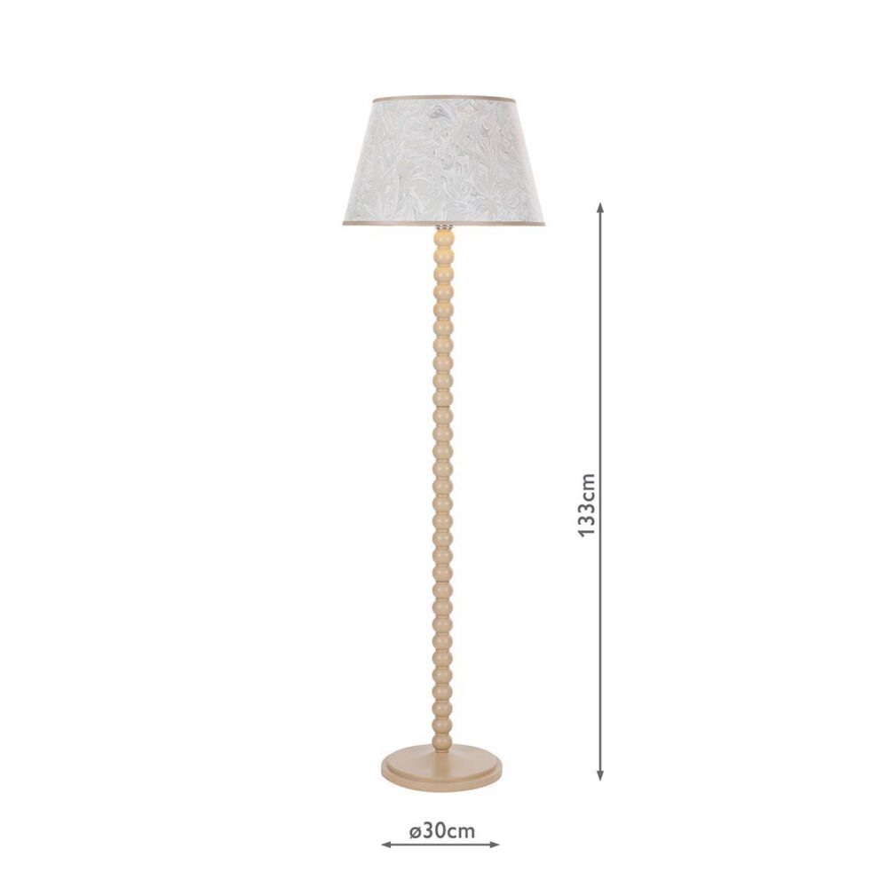 Dar Spool Wooden Floor Lamp Base Only Gloss Taupe SPO4929
