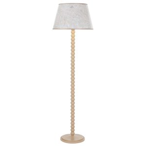 Spool wooden floor lamp base only finished in gloss taupe on white background