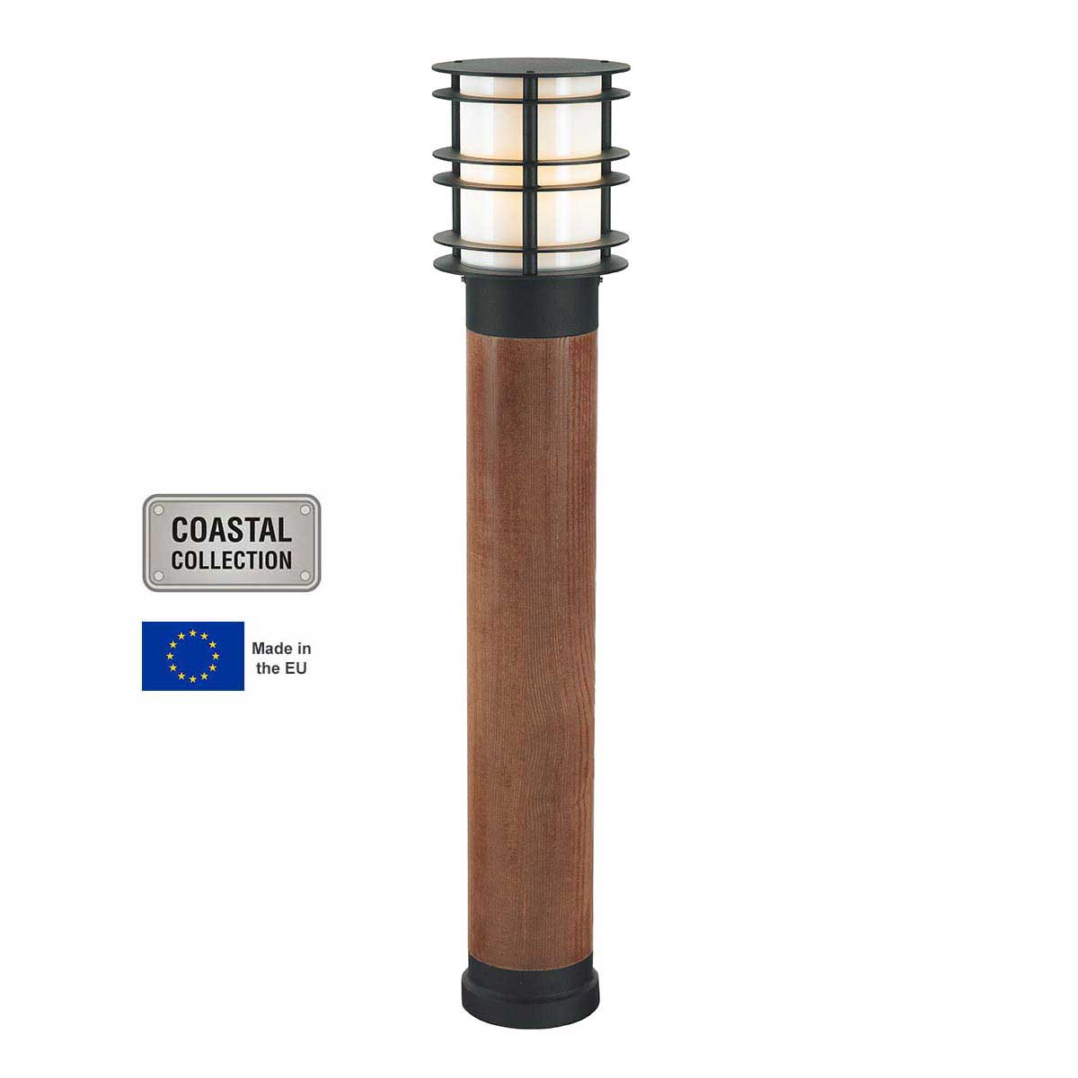 Norlys Stockholm Large Bollard Light Stained Wood / Black