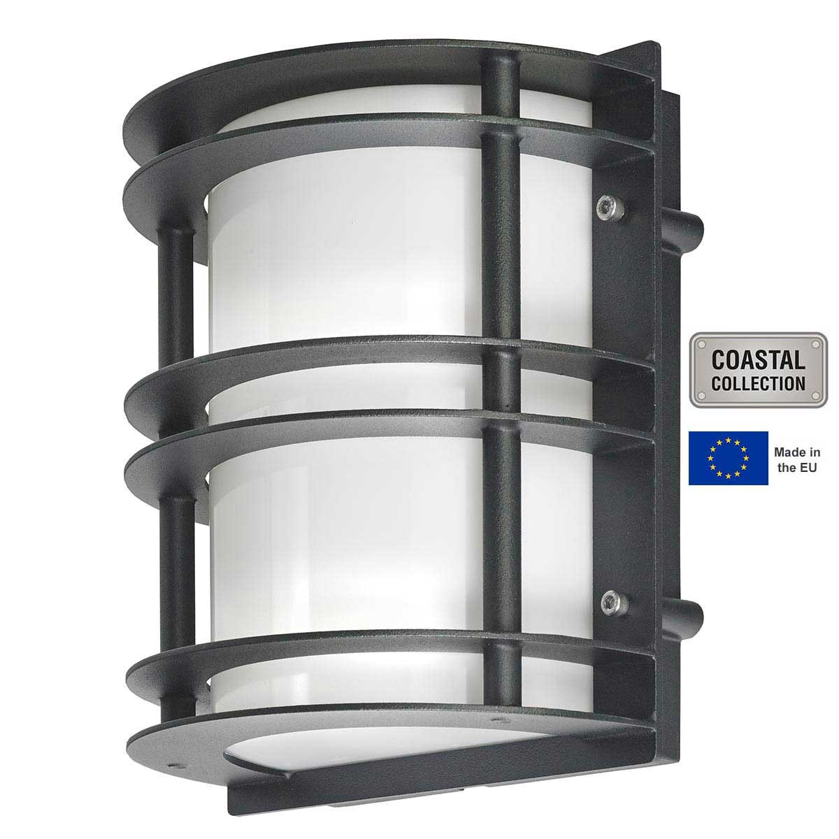 Norlys Stockholm Flush Outdoor Wall Lantern Black Opal Art Deco Style