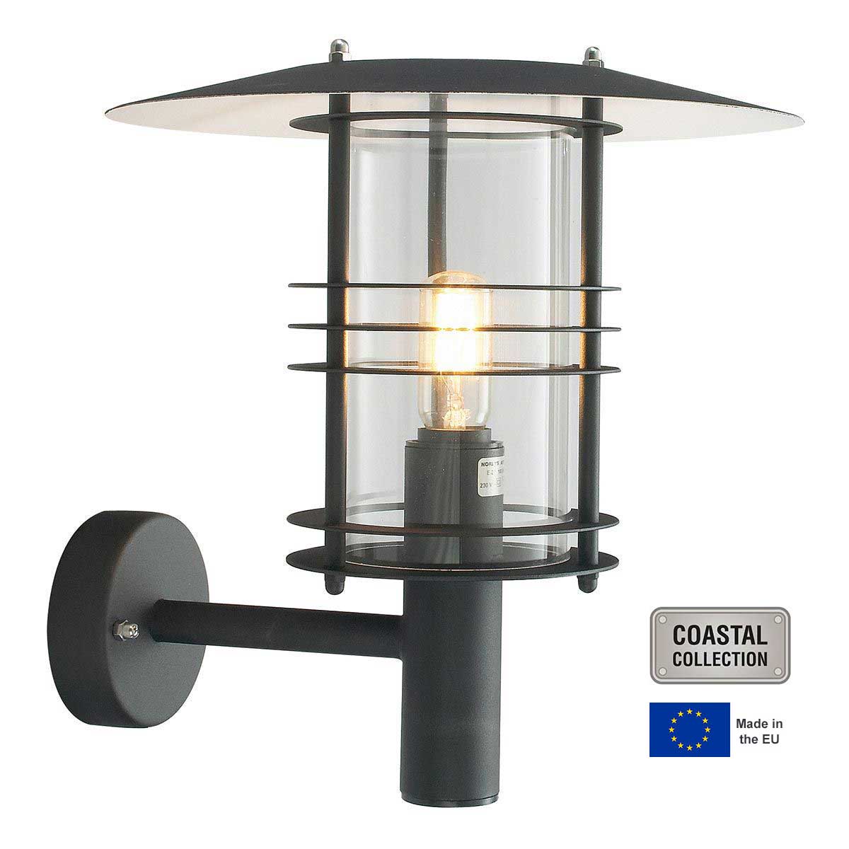 Norlys Stockholm Grande Outdoor Wall Lantern Black Art Deco Style