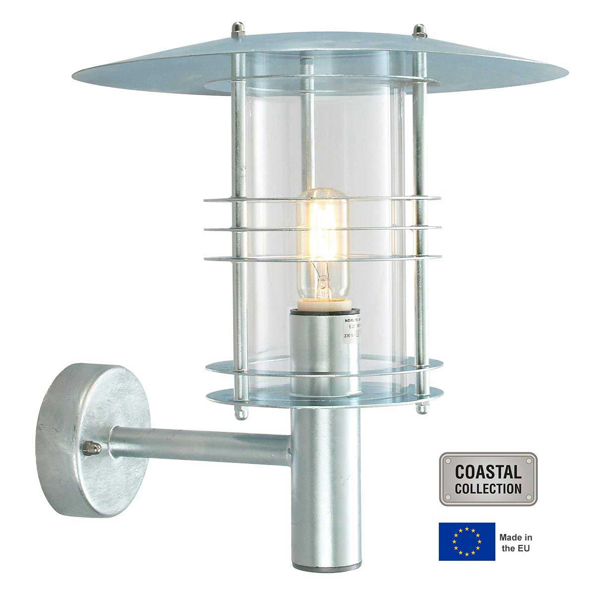 Norlys Stockholm Grande Outdoor Wall Lantern Galvanised Art Deco Style