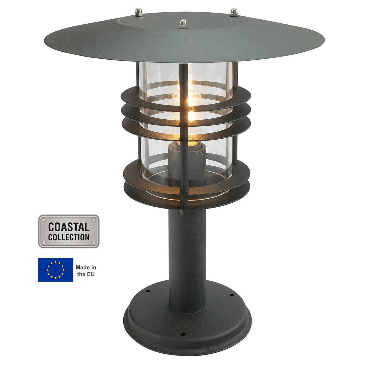 Norlys Stockholm Grande Outdoor Pedestal Lantern Black Art Deco Style