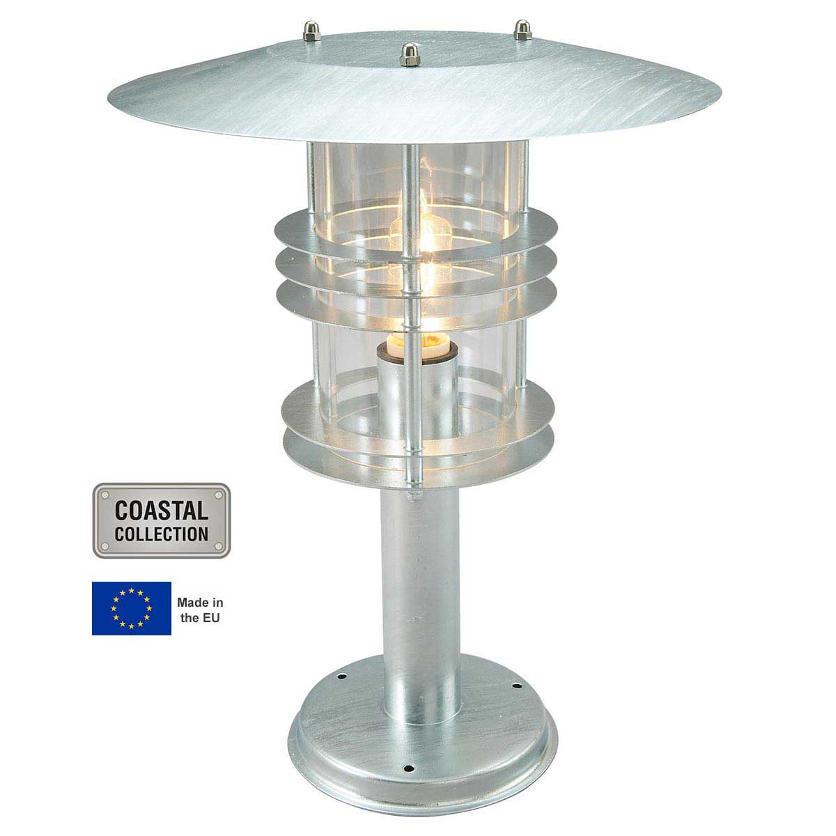 Norlys Stockholm Grande Outdoor Pedestal Lantern Galvanised Art Deco