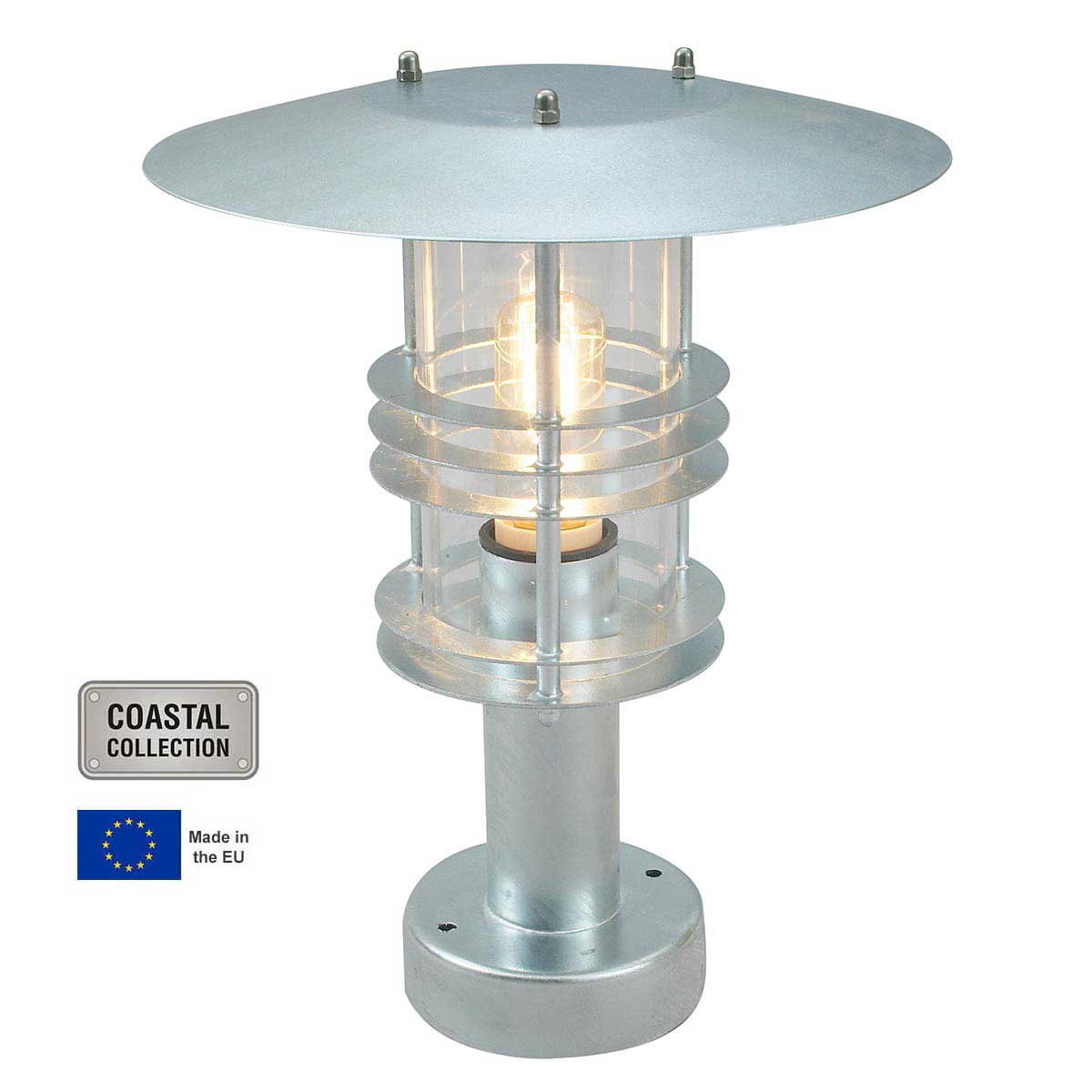 Norlys Stockholm Outdoor Pedestal Lantern Galvanised Art Deco Style