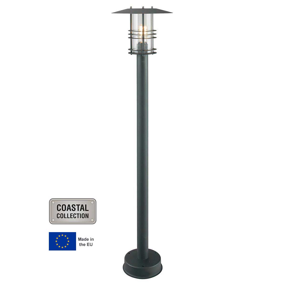 Norlys Stockholm Outdoor Pillar Lantern Black Art Deco Style