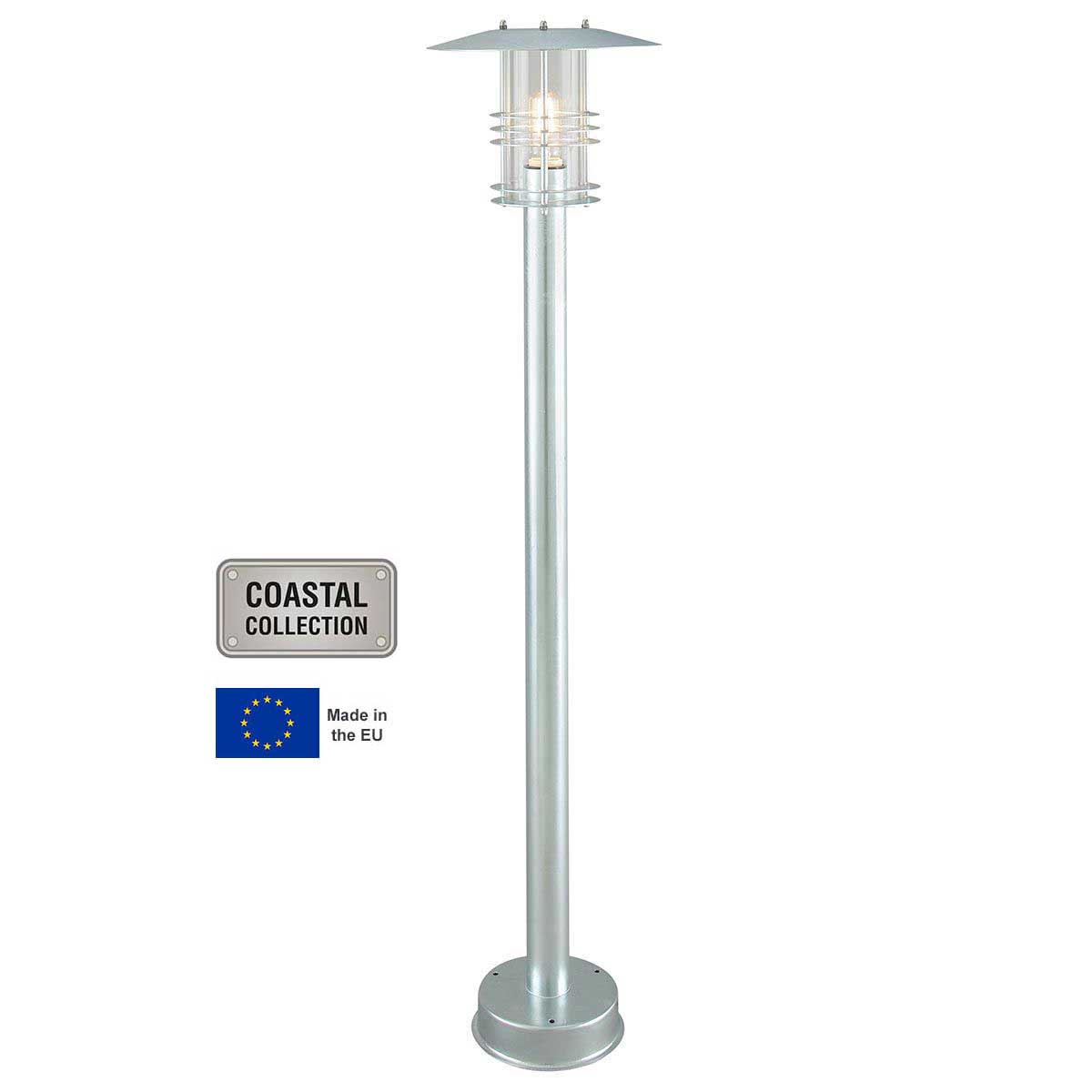 Norlys Stockholm Outdoor Pillar Lantern Galvanised Art Deco Style