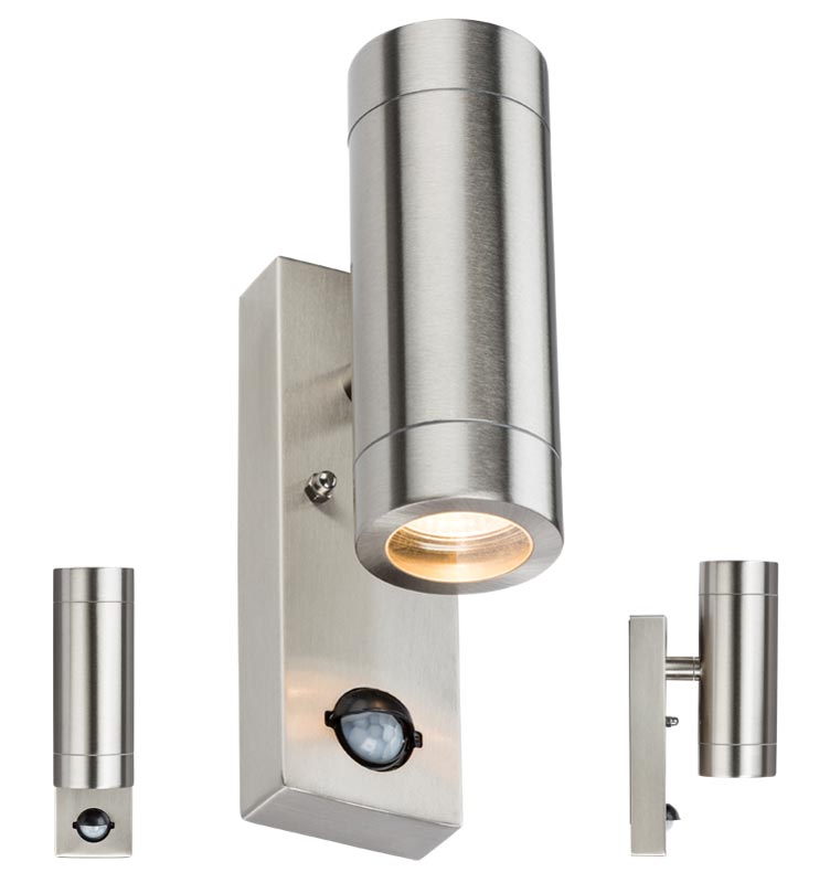 Stainless Steel Outdoor Wall Up & Down PIR Light Manual Override