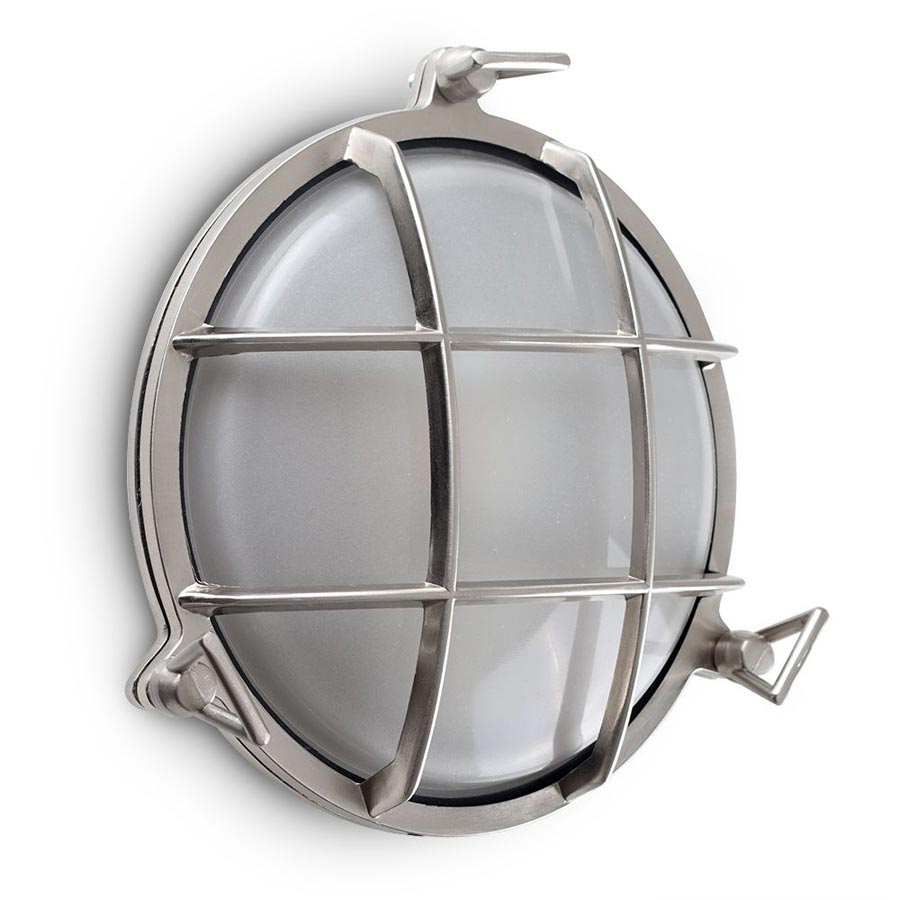 Stern Nautical Porthole Outdoor Bulkhead Light Polished Aluminium IP64