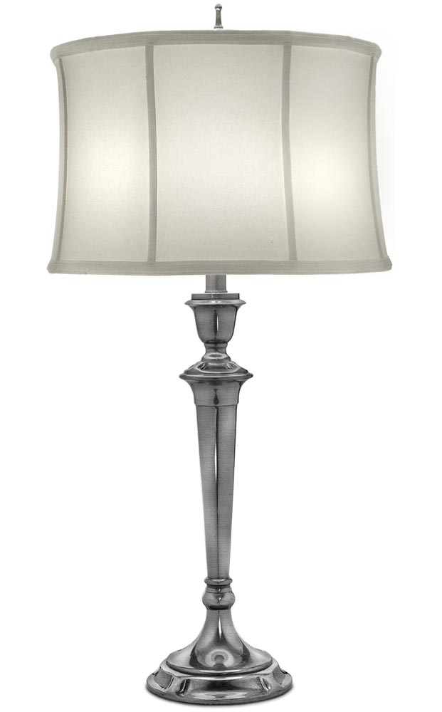 Stiffel Syracuse 1 Light Table Lamp Antique Nickel Oyster Shade