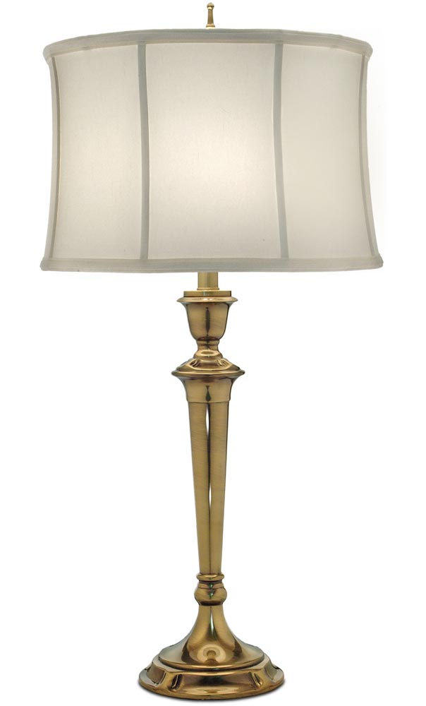 Stiffel Syracuse 1 Light Table Lamp Burnished Brass Oyster Shade