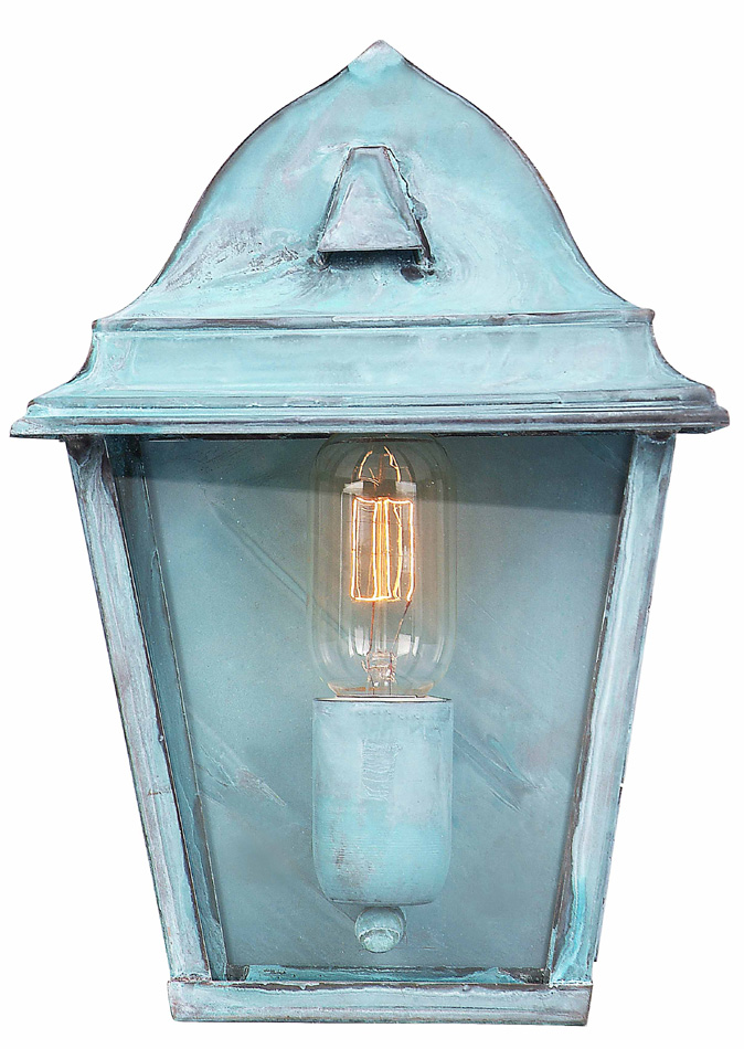 Elstead St James 1 Light Solid Brass Outdoor Wall Lantern Verdigris