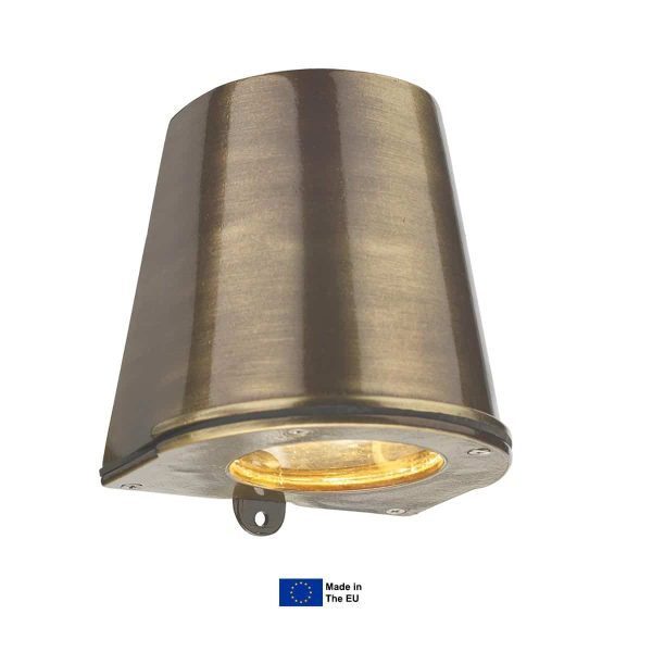 Strait nautical outdoor wall down light in solid antique brass