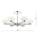 Dar System 6 Arm Semi Flush Ceiling Light Chrome