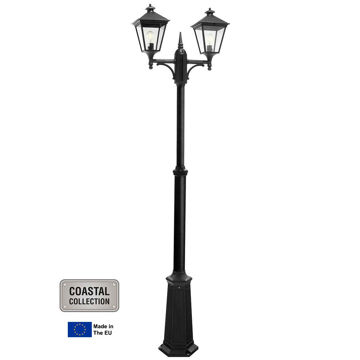 Norlys Turin 2 Lantern Outdoor Lamp Post Black Traditional
