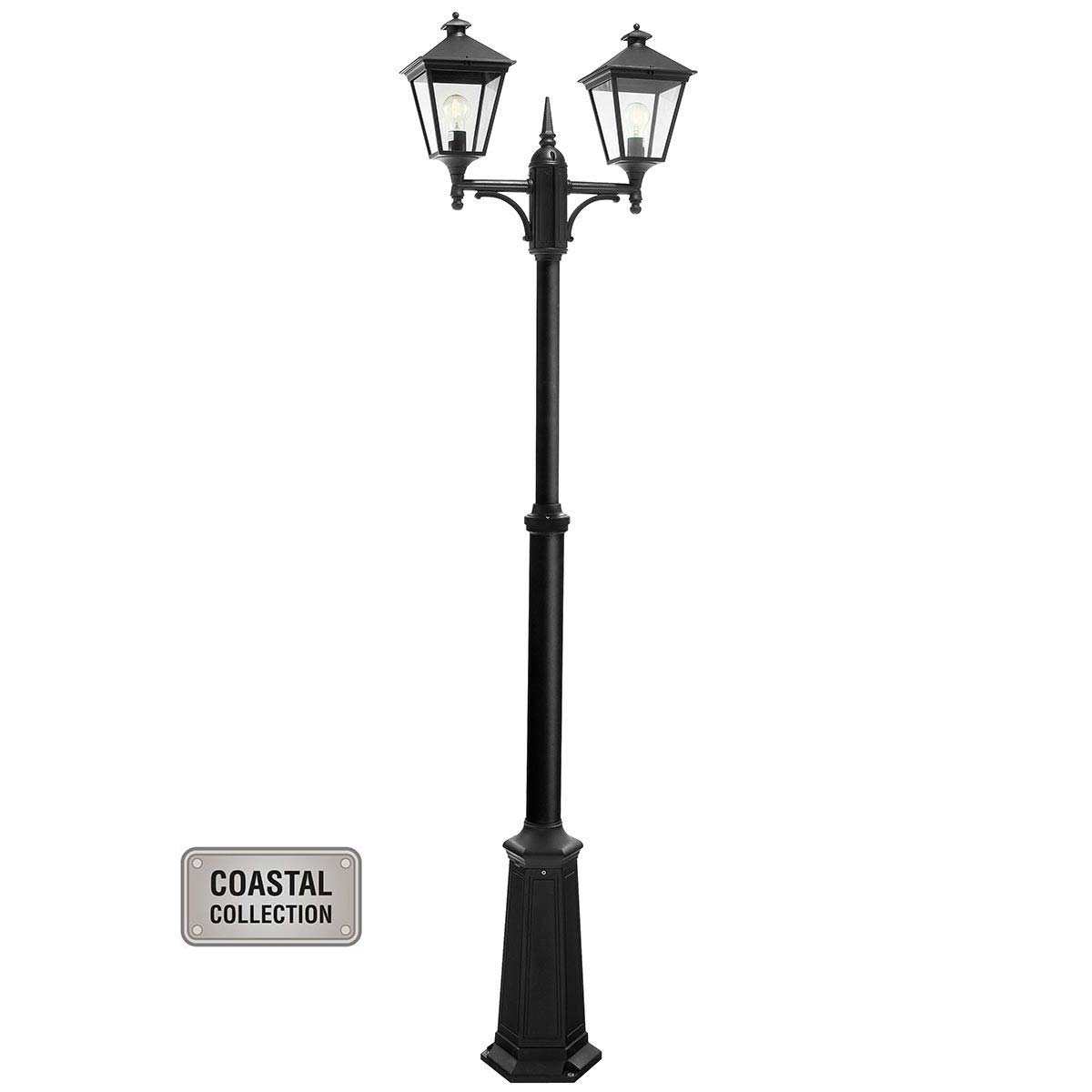 Norlys Turin 2 Lantern Outdoor Lamp Post Black Traditional