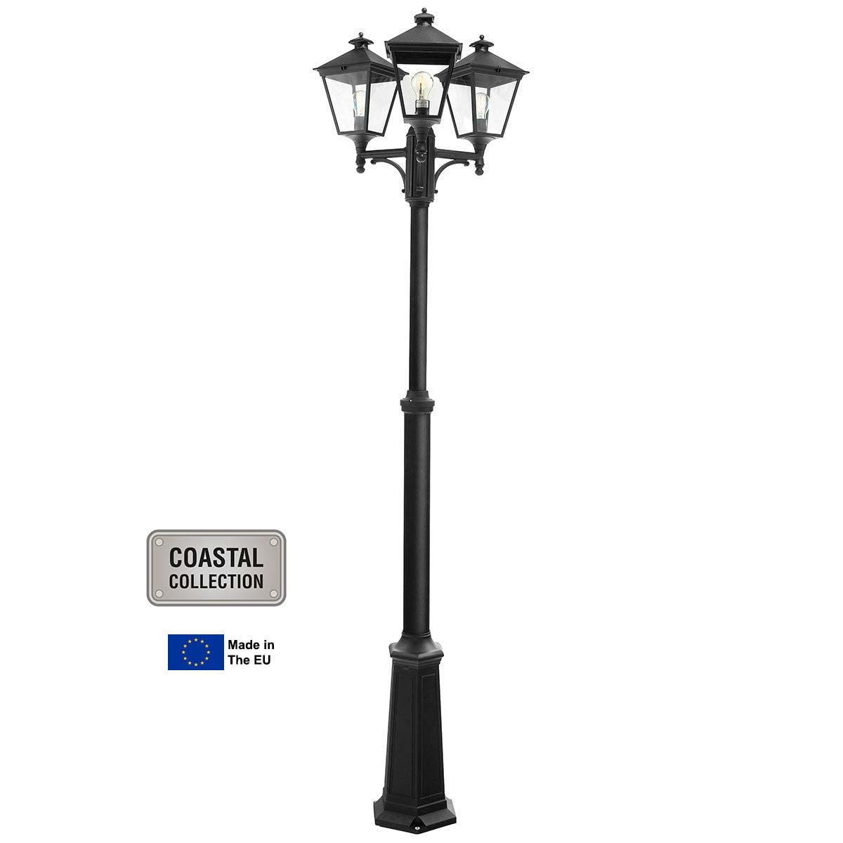 Norlys Turin 3 Lantern Outdoor Lamp Post Black Traditional