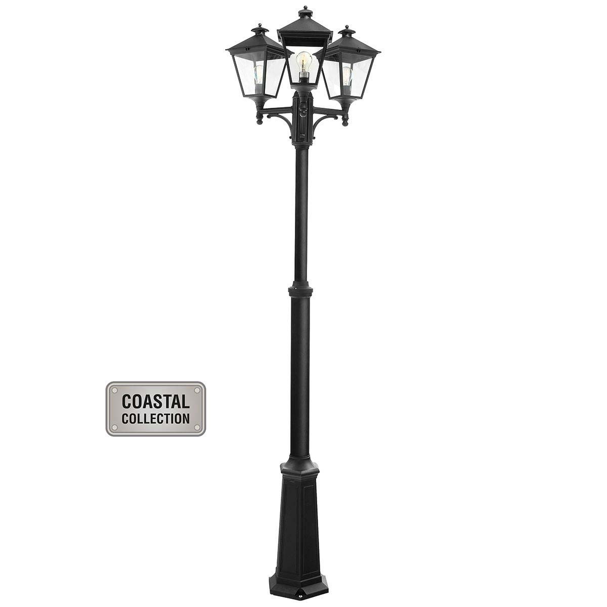 Norlys Turin 3 Lantern Outdoor Lamp Post Black Traditional