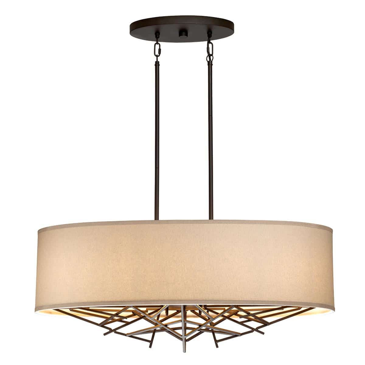 Taiko Contemporary 5 Light Oval Pendant Olde Bronze Oatmeal Shade