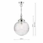 Tamara 1 Lamp Bathroom Pendant Light Chrome Ribbed Glass