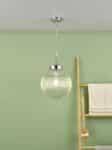Tamara 1 Lamp Bathroom Pendant Light Chrome Ribbed Glass
