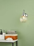Tamara Bathroom Wall Light With Switch Chrome Ribbed Glass