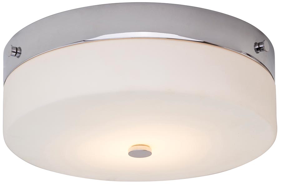 Elstead Tamar Large Flush Bathroom Ceiling Light Polished Chrome IP44