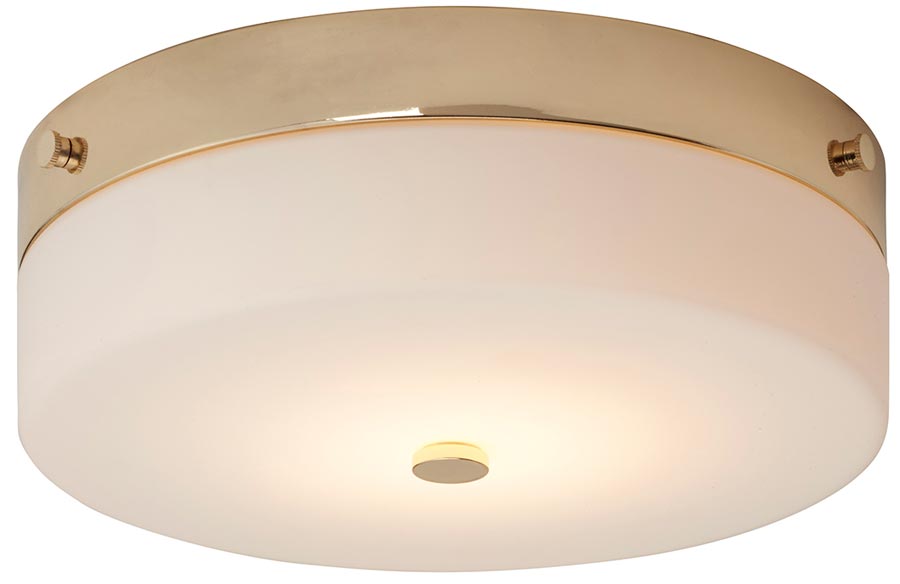 Elstead Tamar Large Flush Bathroom Ceiling Light Polished Gold IP44