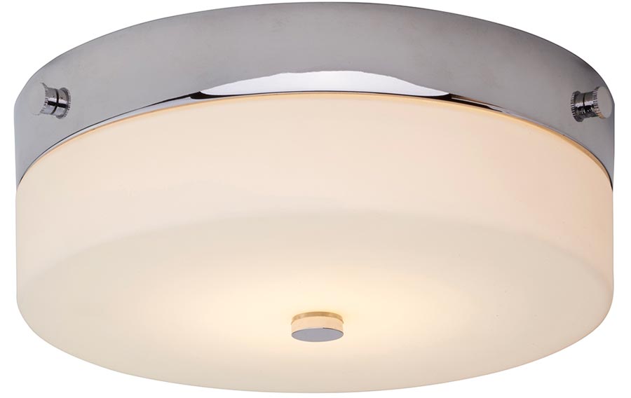 Elstead Tamar Medium Flush Bathroom Ceiling Light Polished Chrome IP44