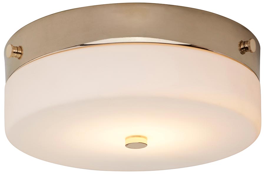 Elstead Tamar Medium Flush Bathroom Ceiling Light Polished Gold IP44