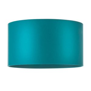 Teal satin cotton mix 16 inch drum large table or floor lamp shade main image