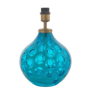 Teal tinted textured artisan glass 1 light table lamp base only as supplied