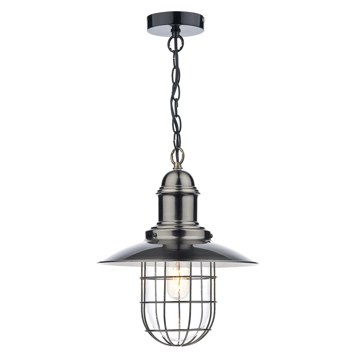 Dar Terrace Single Light Pendant Antique Chrome