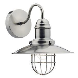 Terrace single wall light in antique chrome on white background