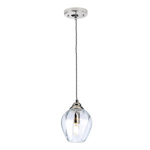 Tiber elegant 1 lamp clear glass pendant ceiling light in polished nickel main image