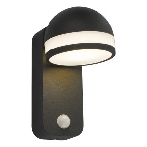 Tien modern LED outdoor PIR wall light in anthracite on white background